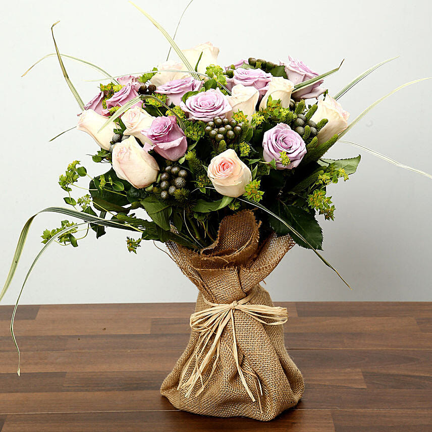 Purple and Peach Rose Bouquet: Flower Bouquets to Sharjah