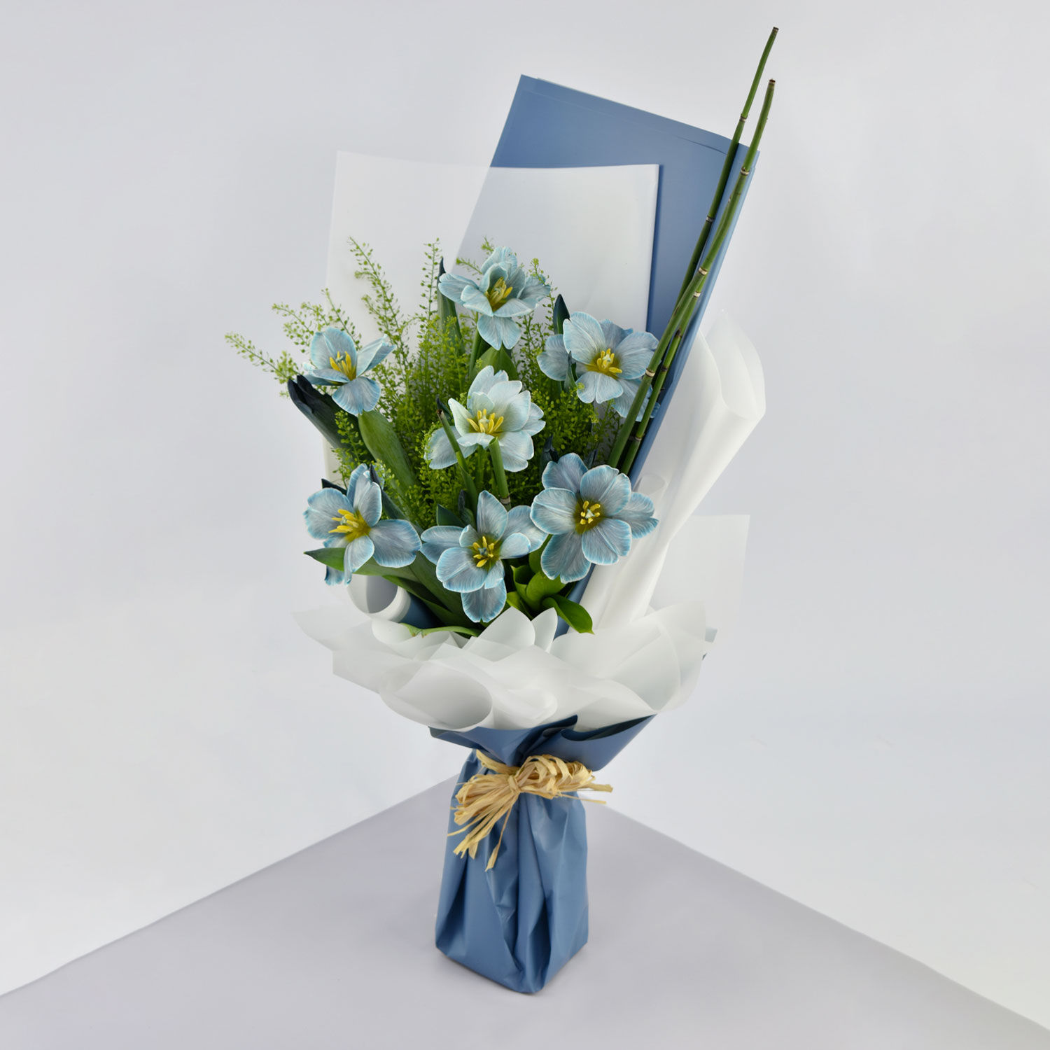 Online Beautiful Blue Tulips Bouquet Gift Delivery in Singapore - FNP