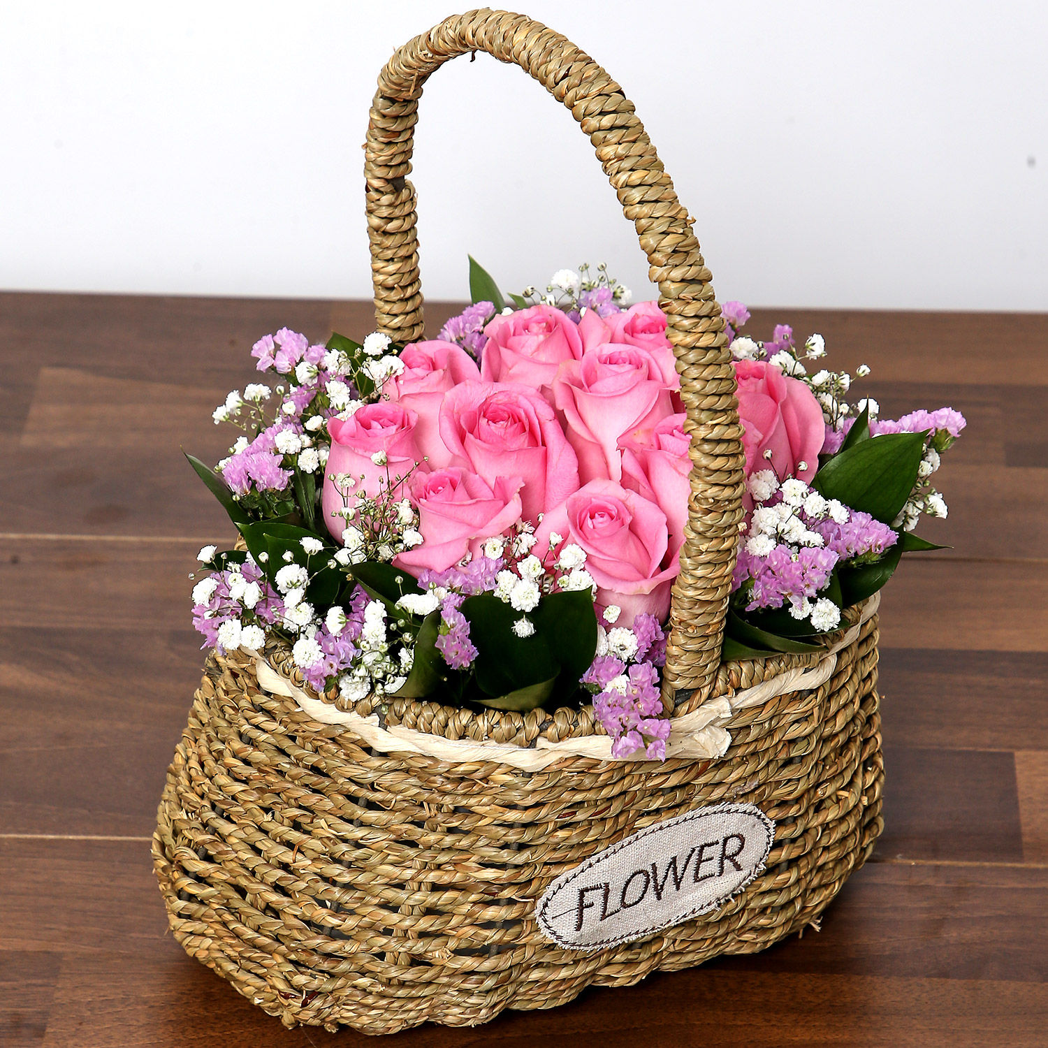 Online Soft Pink Roses Basket Gift Delivery in UAE Ferns N Petals