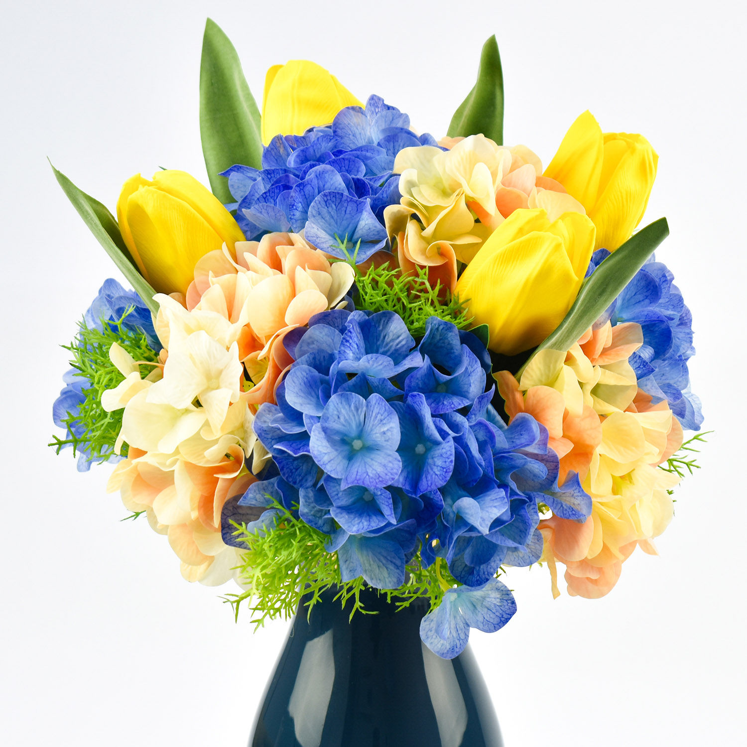 Online Artificial Flowers Arrangement of Tulips and Hydrangea Gift